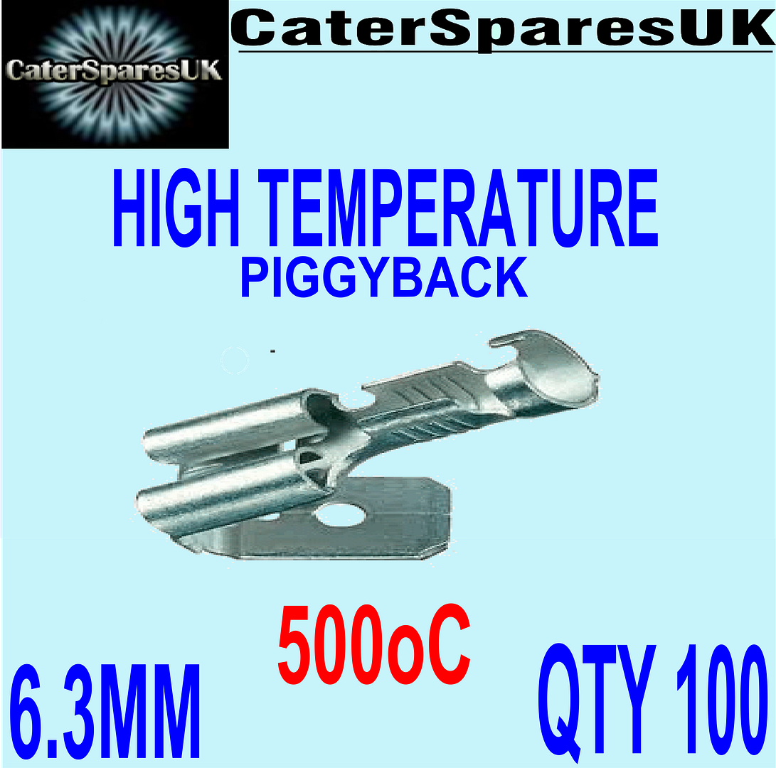 100 HIGH TEMPERATURE PIGGYBACK DOUBLE TERMINAL SPADE CONNECTOR 6.3MM