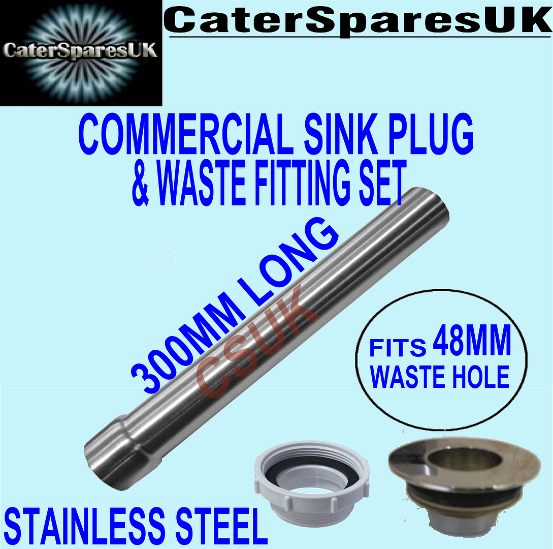 300mm 40mm COMMERCIAL CATERING SINK STAINLESS STEEL PLUG AND WASTE