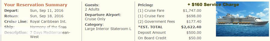 Выбор первого круиза, сентябрь.